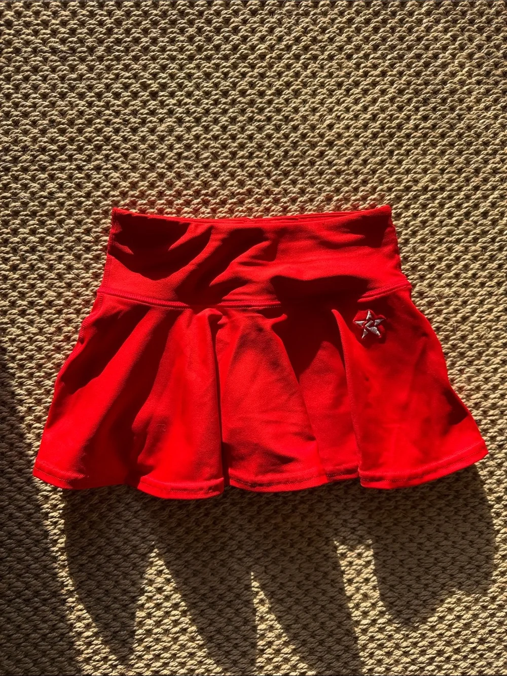 Bright Red Circle Skater Skirt with Star Detail
